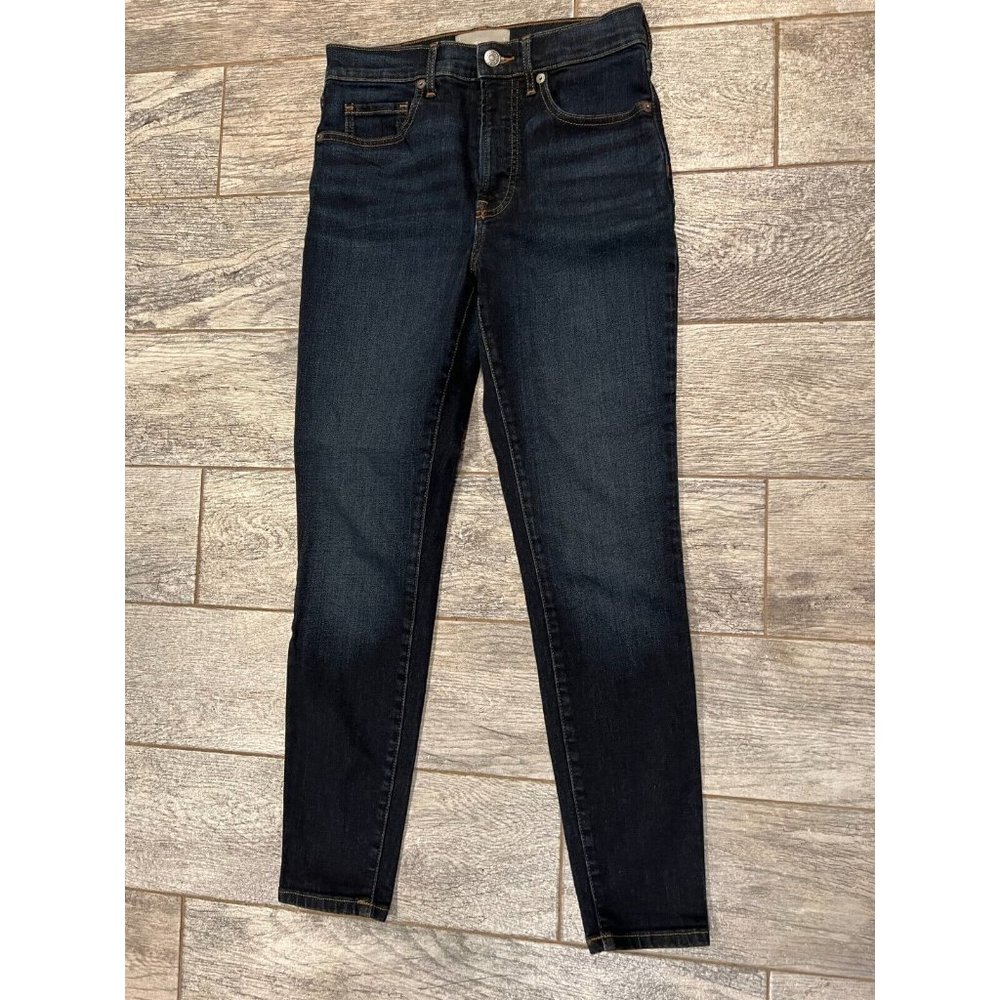 Everlane High Rise Skinny Jeans 27R size 27 Regular Dark wash Stretch Stretch‎